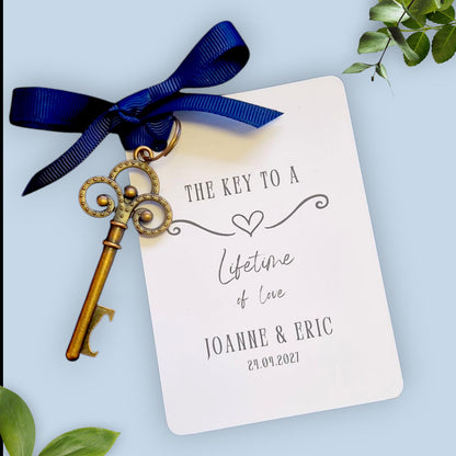 Personalised Key Bottle Opener Wedding Favours, keepsake