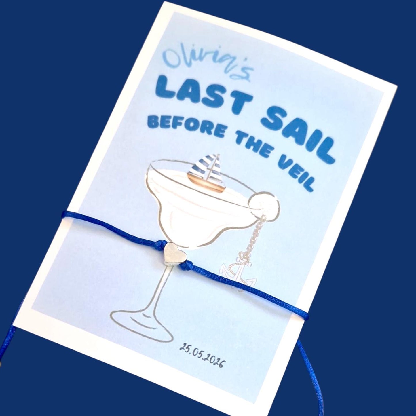Last Sail Before Veil Wish Bracelet: Blue Hen Party Favor