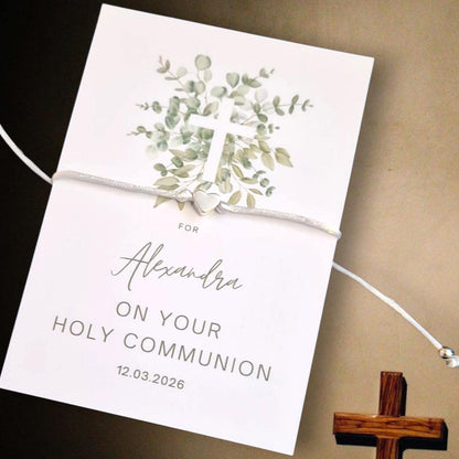 First Holy Communion Wish Bracelet: Personalised Charm Bracelet - keepsake - guest gift