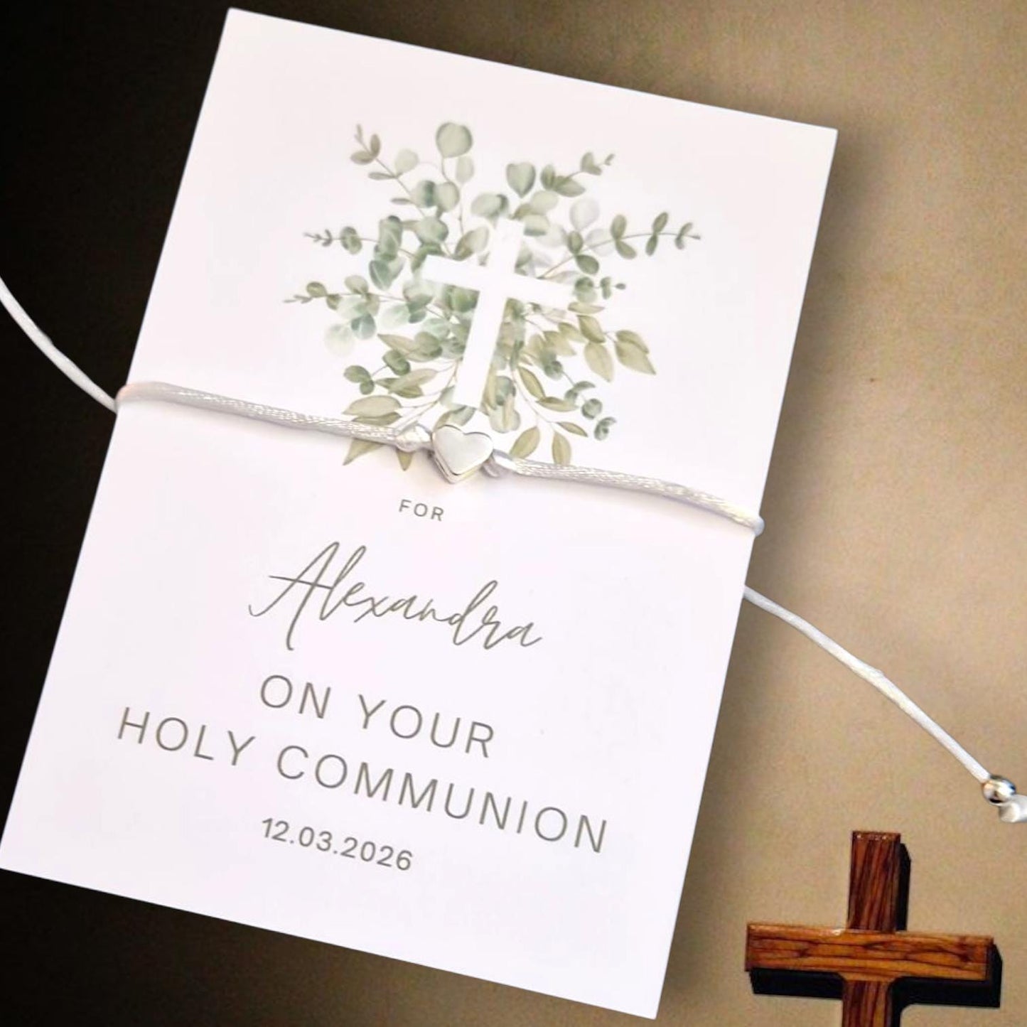 First Holy Communion Wish Bracelet: Personalised Charm Bracelet - keepsake - guest gift