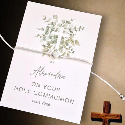 First Holy Communion Wish Bracelet: Personalised Charm Bracelet - keepsake - guest gift