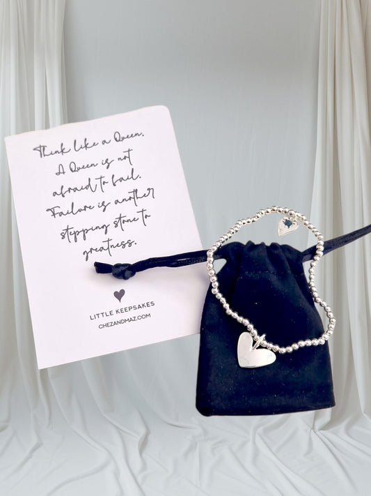 Think like a queen, a queen is not afraid to fail | Empowering Gift | Silver Stacker Bracelet I Encouragement I  I Friend I Quote
