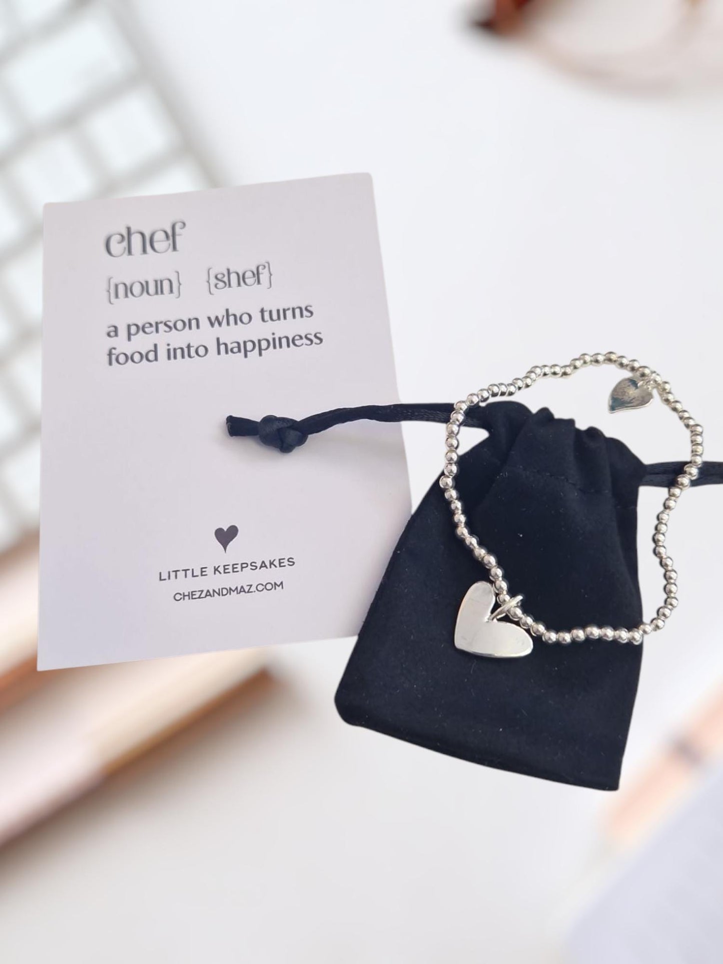 Chef Gift: Silver Plated Heart Bracelet, Empowering Cook Jewelry