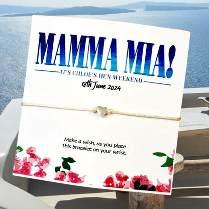 Mamma Mia Hen Party Wish Bracelet – Personalised Bachelorette Favour, Hen Do Gift, Hen Weekend Keepsake - Birthday, Party Keepsake