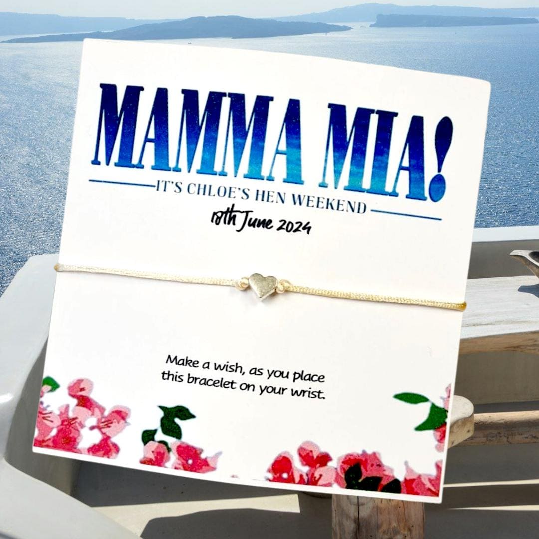 Mamma Mia Hen Party Wish Bracelet – Personalised Bachelorette Favour, Hen Do Gift, Hen Weekend Keepsake - Birthday, Party Keepsake