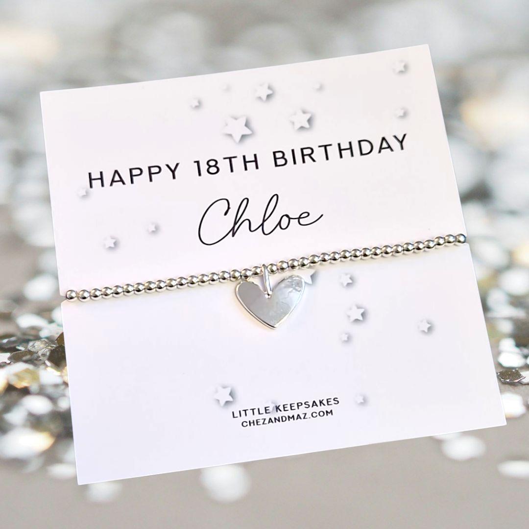 Happy 18th Birthday, Personalised, 18, Eighteen, Silver Plated Charm Bracelet & Silver Coloured Charm, 18th Birthday Keepsake- M6