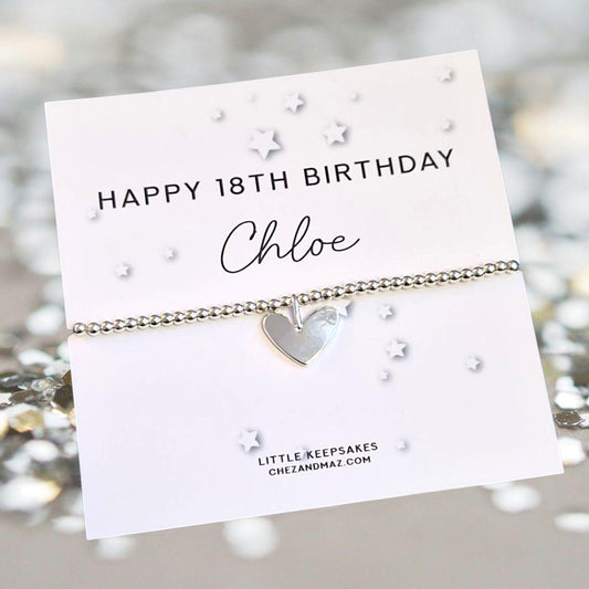 Happy 18th Birthday, Personalised, 18, Eighteen, Silver Plated Charm Bracelet & Silver Coloured Charm, 18th Birthday Keepsake- M6