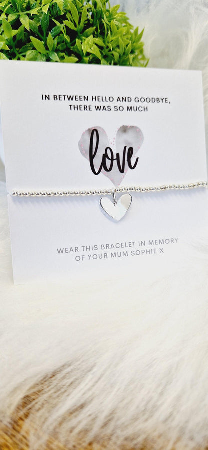 Personalised I Loss And Grief I Stretch Heart Charm Bracelet I Bereavement Silver Gift I Losing Someone I Thinking of you I Stretch Bracelet