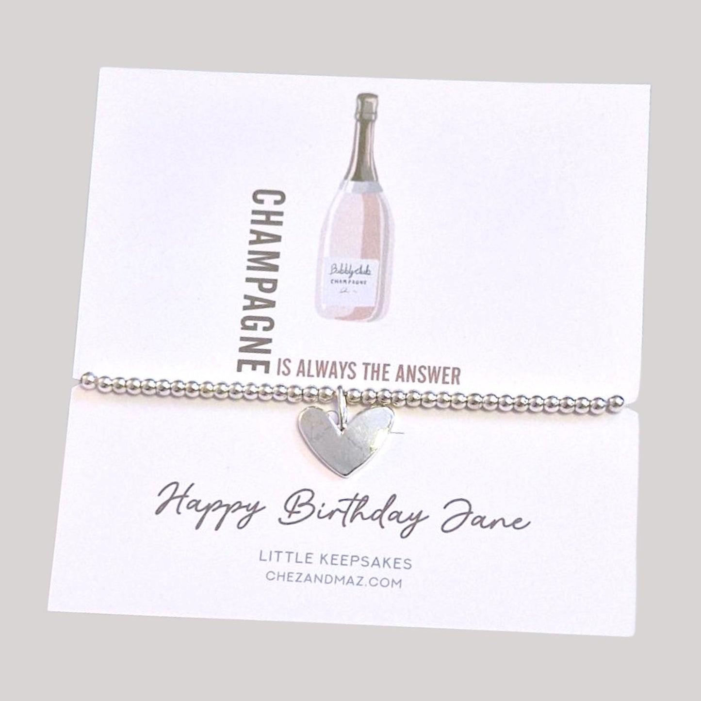 Champagne Charm Bracelet: Silver Plated Birthday Gift