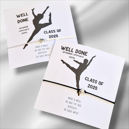 Pack of 10 Personalised Dance Class Academy, Dance School Wish Bracelet: Class of 2026