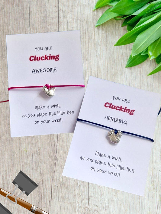 You're Clucking Awesome Amazing Wish Bracelet, Fun Chicken Charm Bracelet, Hen Bracelet, Chicken Jewellery, Fun Gift,