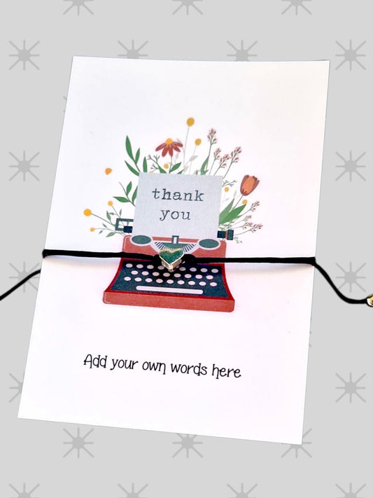 Thank You Wish Bracelet: Vintage Typewriter Friendship Gift