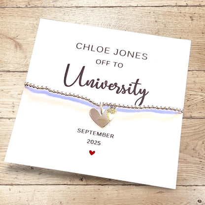 Silver Plated Heart Charm Bracelet: University Student Gift