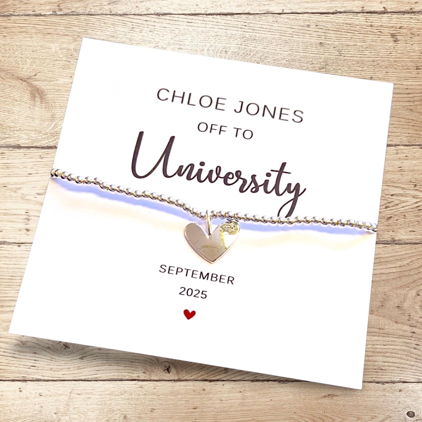 Silver Plated Heart Charm Bracelet: University Student Gift