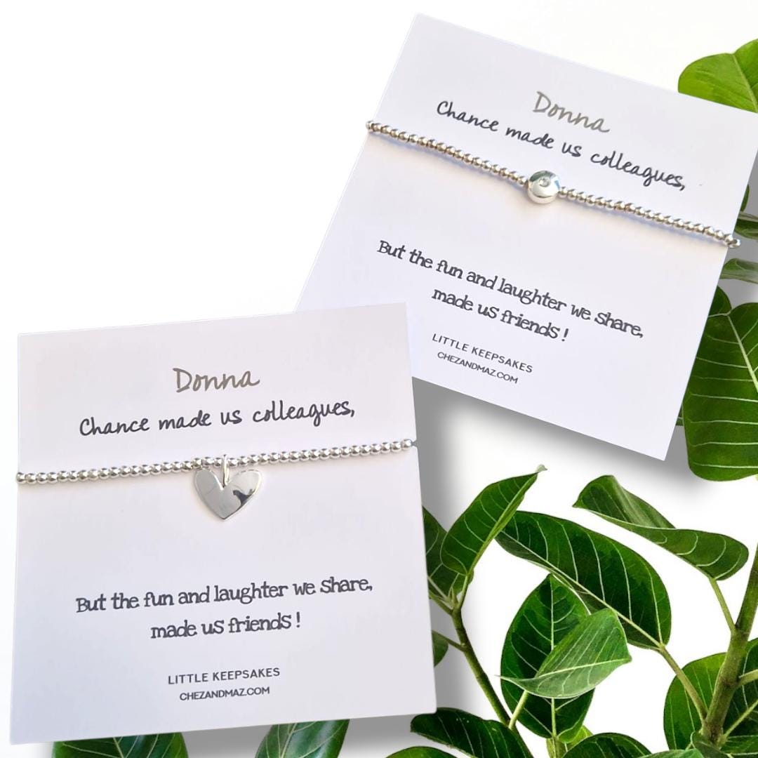 Colleague TeamPersonalised Silver Plated Charm Bracelet: Friendship Gift, Fun and Laughter made us friends