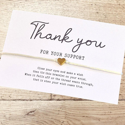 Thank you for your support, Gift for caretaker, teacher, Make A Wish Bracelet, friendship fundraising gift keepsake goody bag ~ ty40