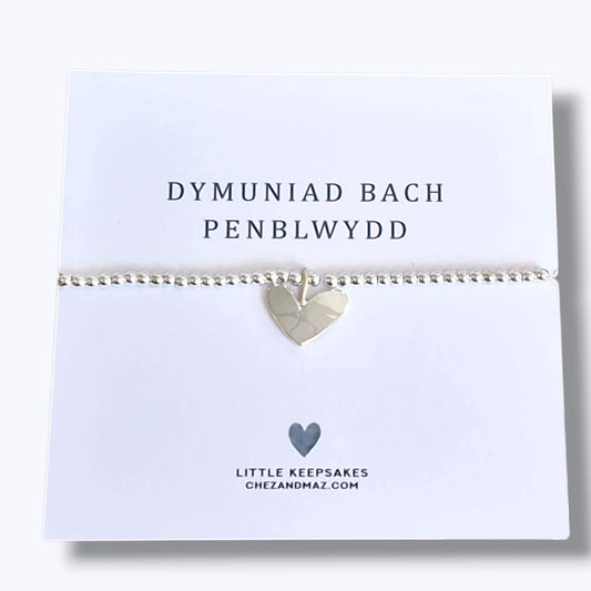 Welsh Birthday Gift,Handmade Silver Plated Heart Charm Bracelet