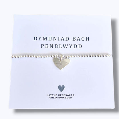 Handmade Silver Plated Heart Charm Bracelet - Welsh Birthday Gift