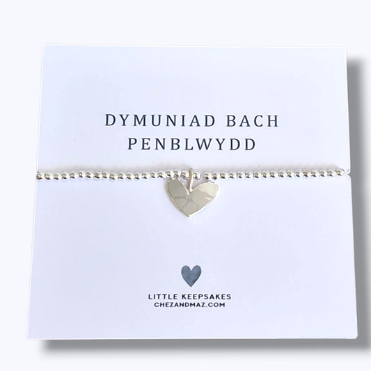 Handmade Silver Plated Heart Charm Bracelet - Welsh Birthday Gift