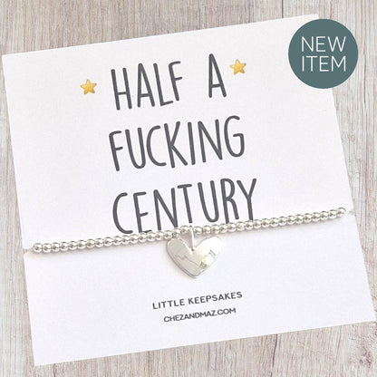 50th birthday I Fiftieth birthday I Milestone I 50th Birthday Gift I Half a century I Rude I Fun Gift I Silver plated charm bracelet I 50r