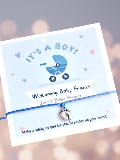 It's a Boy! Baby Shower Wish Bracelet, Mummy to Be, Charm String, Personalised - bbb8