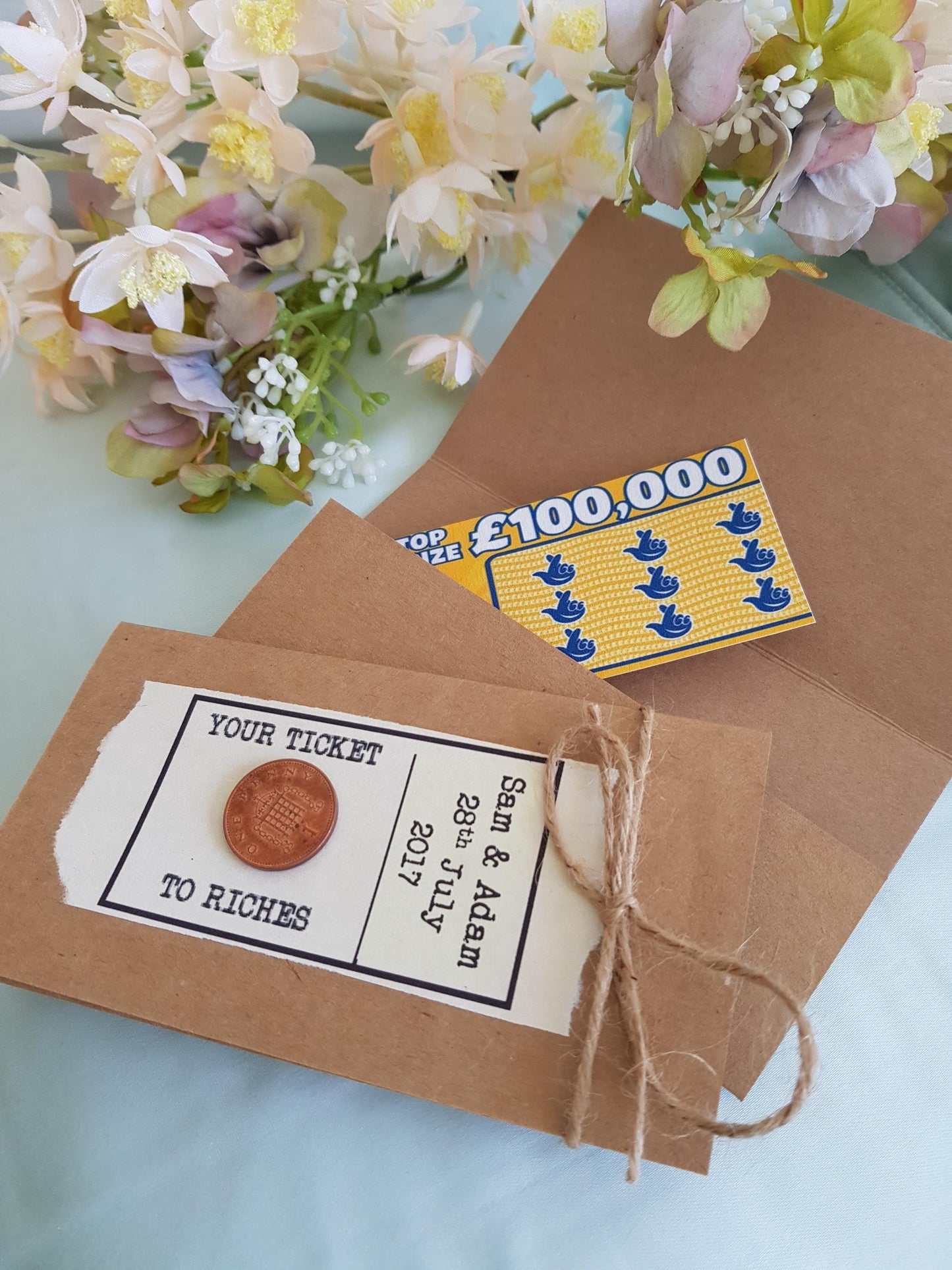 Rustic Wedding Scratch Card Holder: Empty Favor Envelope