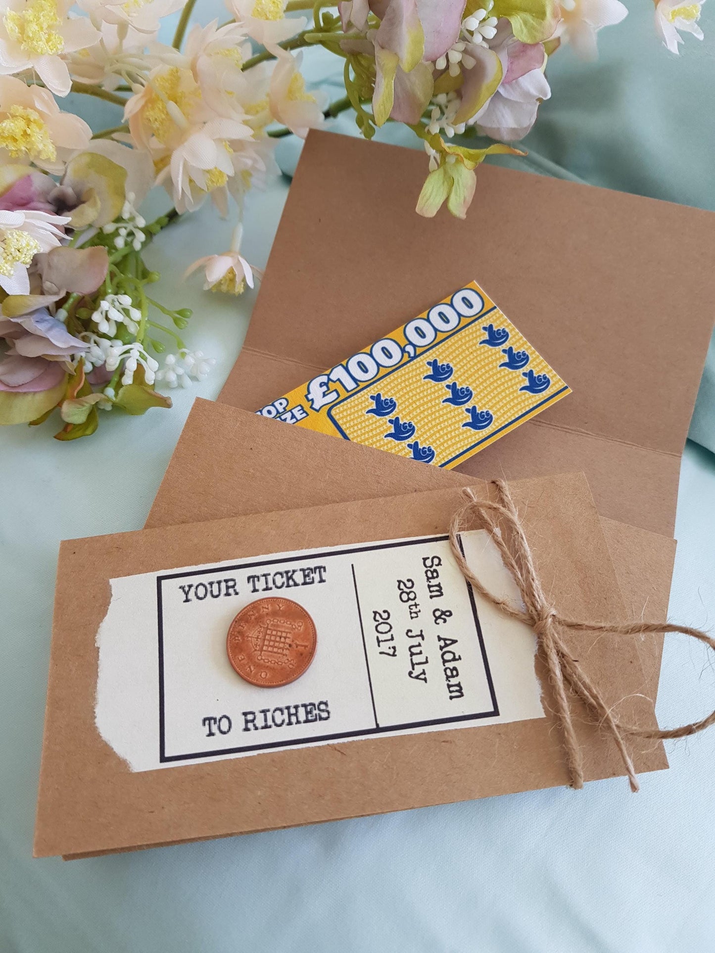 Rustic Wedding Scratch Card Holder: Empty Favor Envelope