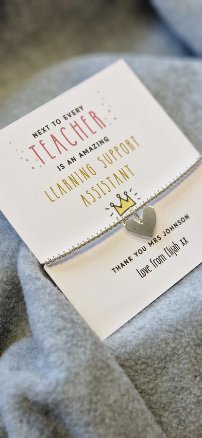 Personalized Silver Plated LSA Bracelet: Classroom Assistant Gift