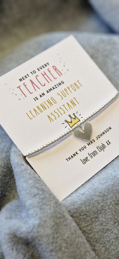 Personalized Silver Plated LSA Bracelet: Classroom Assistant Gift