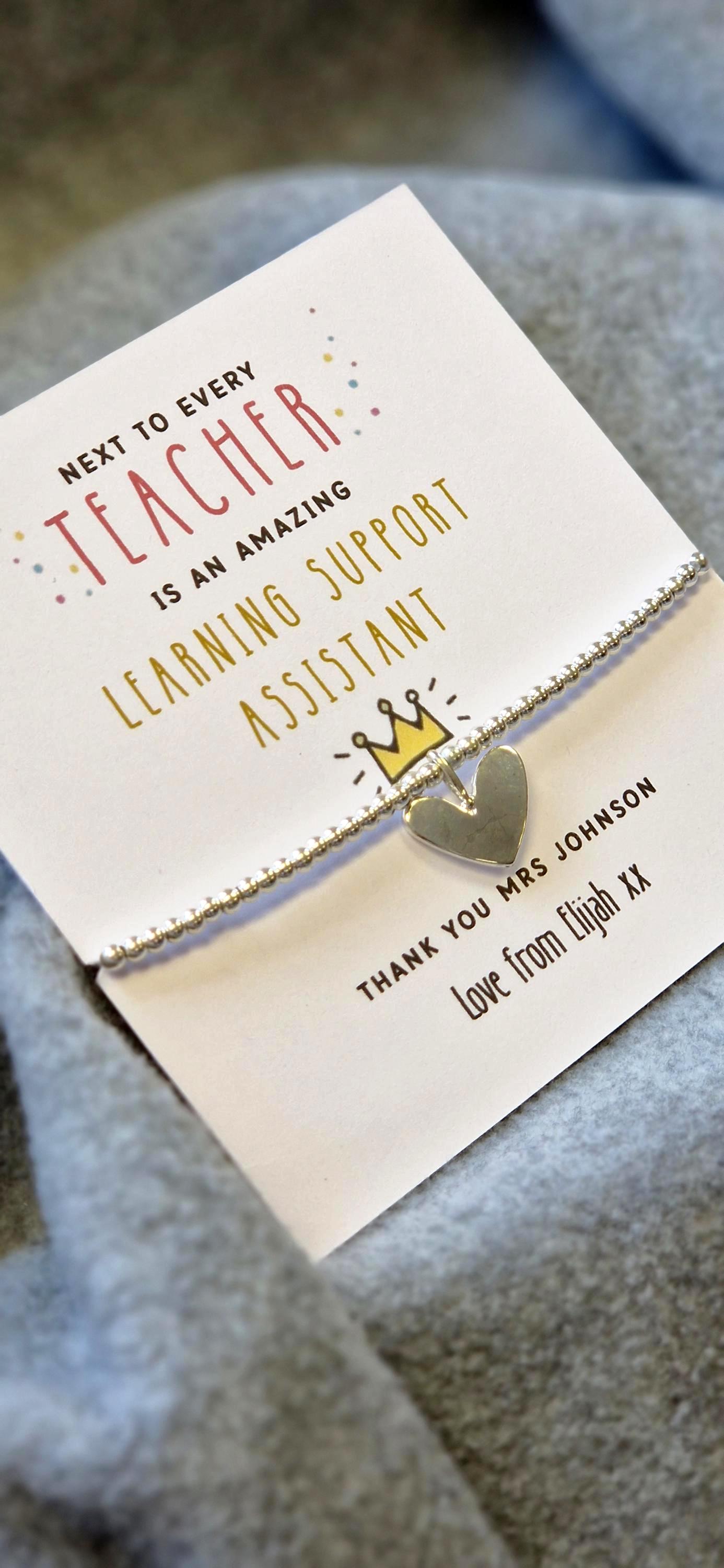 Personalized Silver Plated LSA Bracelet: Classroom Assistant Gift