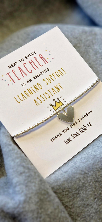 Personalized Silver Plated LSA Bracelet: Classroom Assistant Gift