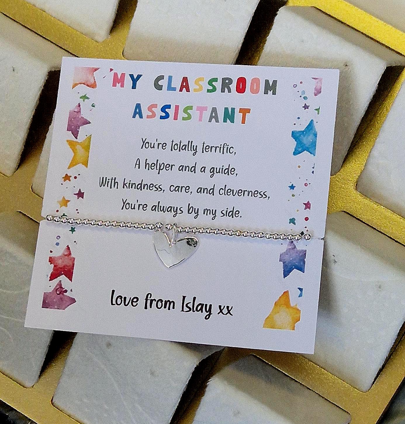 Personalised Classroom Assistant, Learning Support Assistant, Thank You Bracelet, LSA,  Silver Bracelet, Appreciation-End of Year Gift