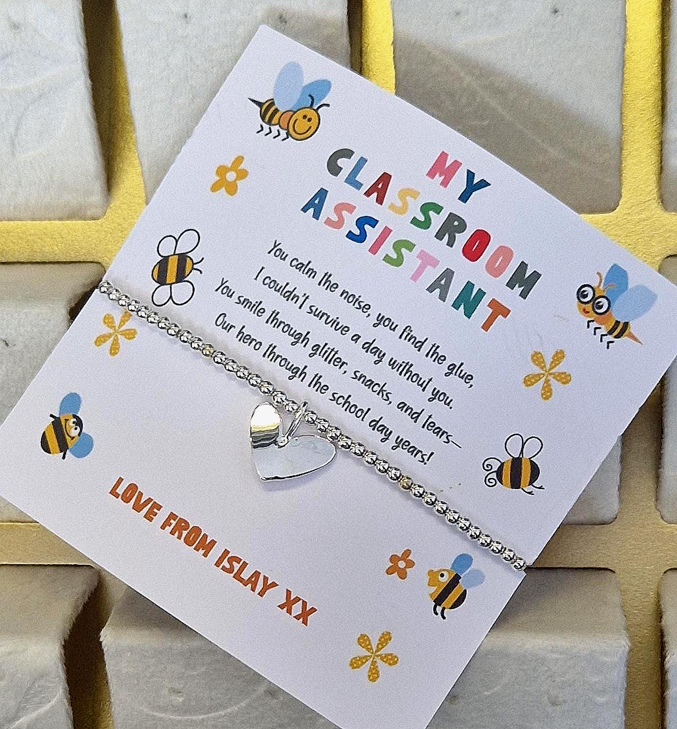 Classroom Assistant Bracelet Gift – LSA Teaching Assistant Thank You Bracelet–School Staff Appreciation – End of Term Teacher Aide Gift