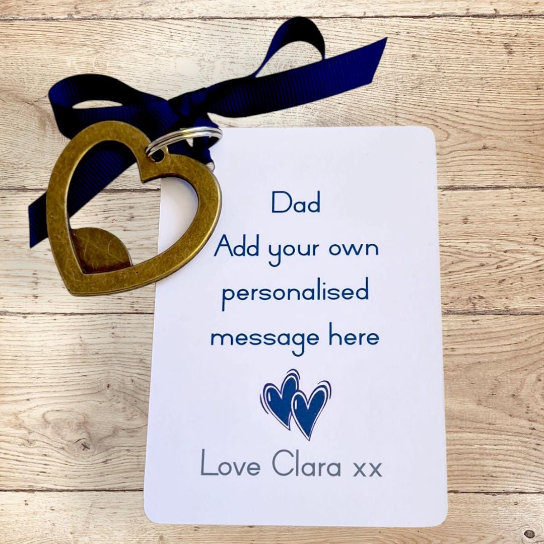 Fathers Day I Add your own personalised message on the card, Bottle Opener, Heart bottle opener I   Dad I Metal Heart I Any words I Quote I