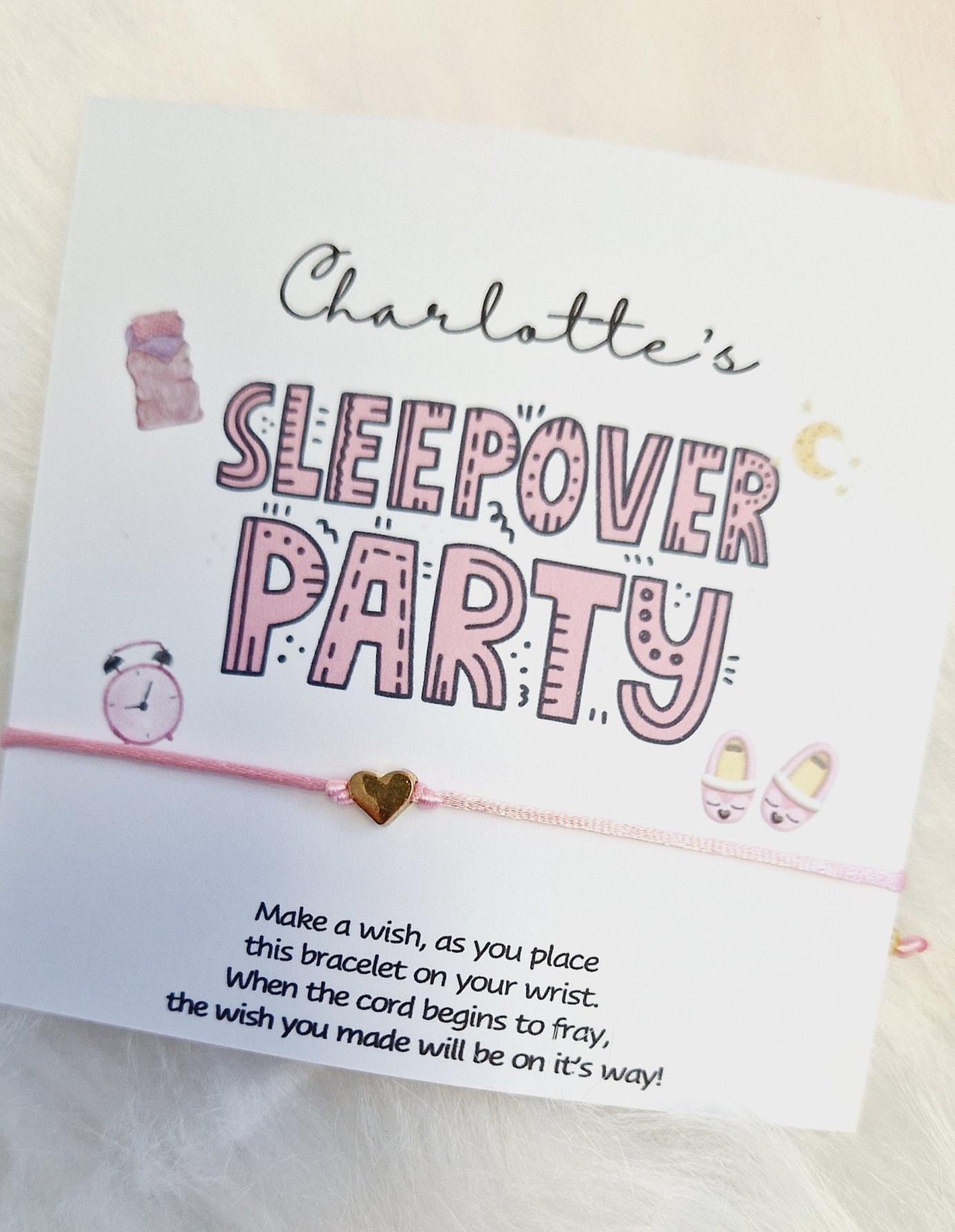 Sleepover Party Favor: Wish Bracelet & Personalized Card