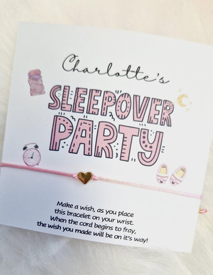 Sleepover Party Favor: Wish Bracelet & Personalized Card
