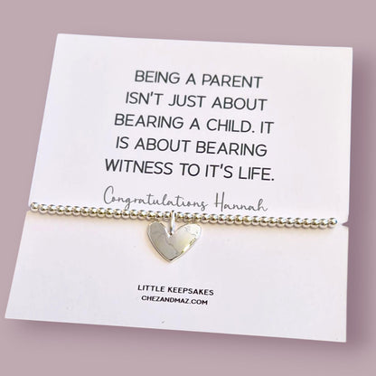 Parent Adoption Bracelet: Silver Plated Heart Charm, Forever Family Keepsake
