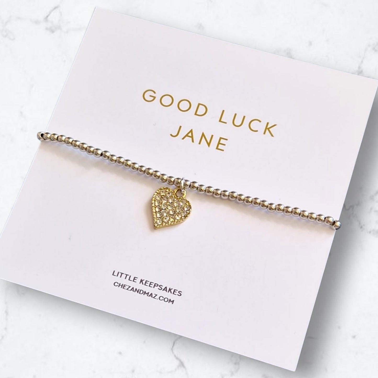 Handmade Good Luck Charm Bracelet: Silver Acrylic Beads
