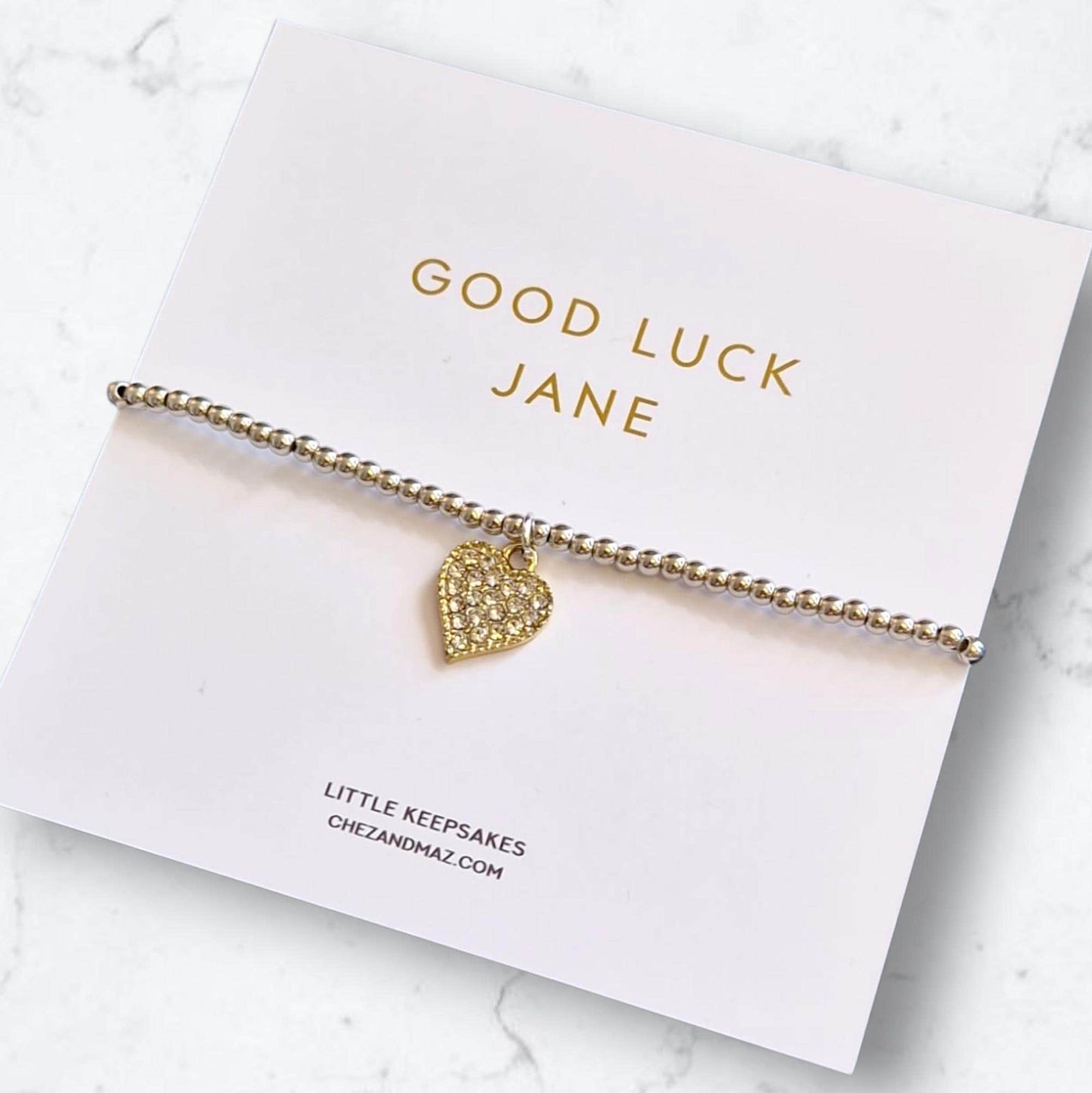 Handmade Good Luck Charm Bracelet: Silver Acrylic Beads