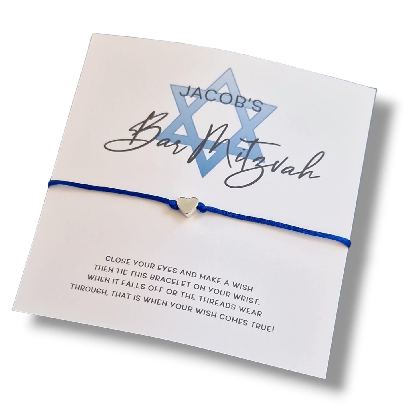 Bar Mitzvah Wish Bracelet: Customisable Star Charm, Jewish Gift