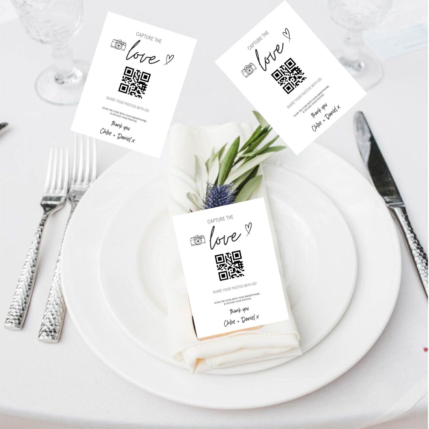 Wedding, Engagement, Birthday QR Code Photo Cards: A7 Guest Photo Sharing - Capture the Love - Personalised - Photo Sharing