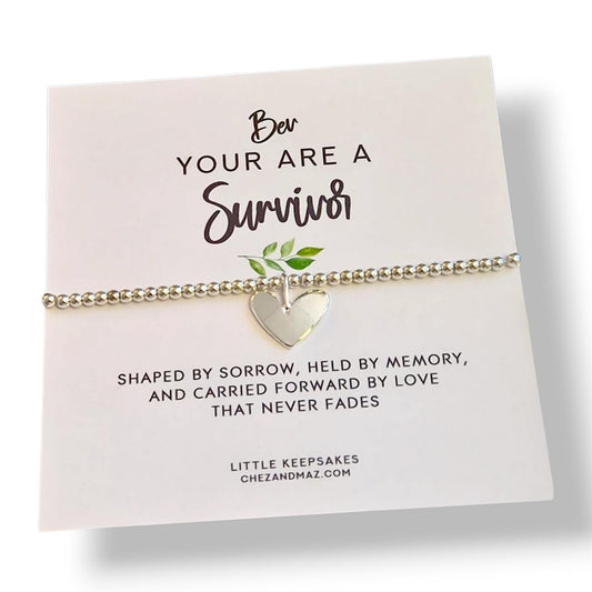 Inspirational Silver Plated Survivor Bracelet: Handcrafted Resilience Jewelry