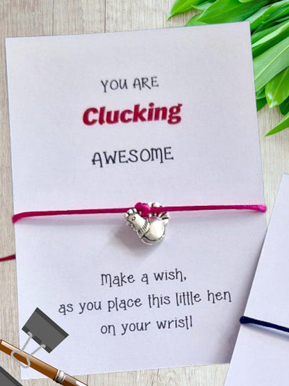 You're Clucking Awesome Amazing Wish Bracelet, Fun Chicken Charm Bracelet, Hen Bracelet, Chicken Jewellery, Fun Gift,