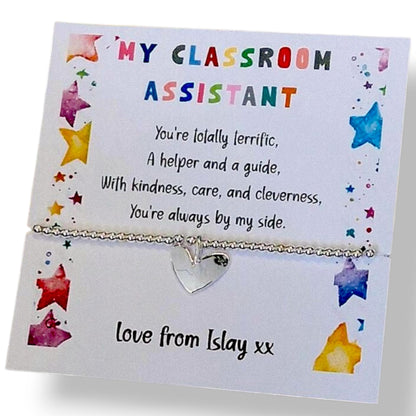 Personalized Silver Plated LSA Bracelet: Classroom Assistant Gift