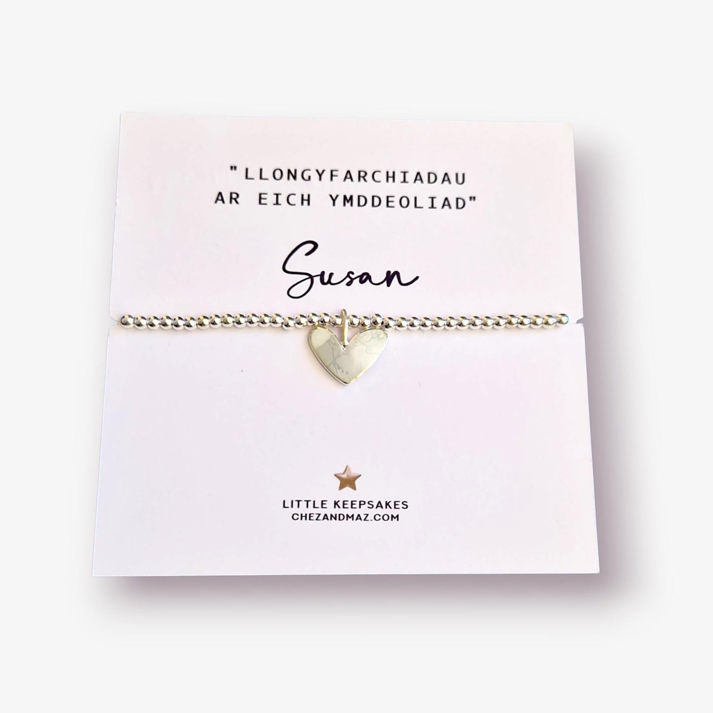 Personalized Silver-Plated Retirement Bracelet in Welsh: Llongyfarchiadau