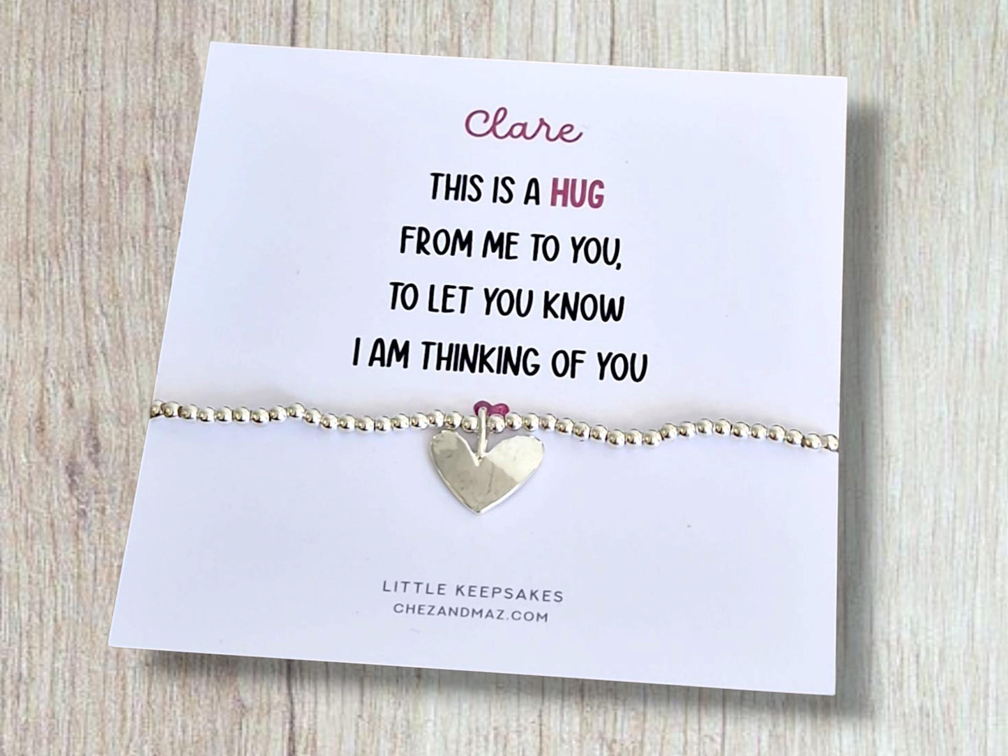 Silver Plated Heart Charm Bracelet: Thinking of You Gift