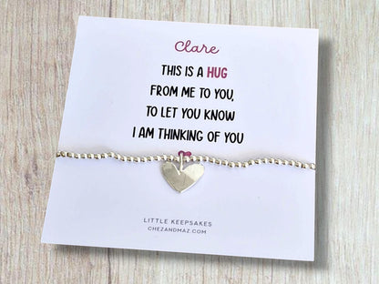 Silver Plated Heart Charm Bracelet: Thinking of You Gift