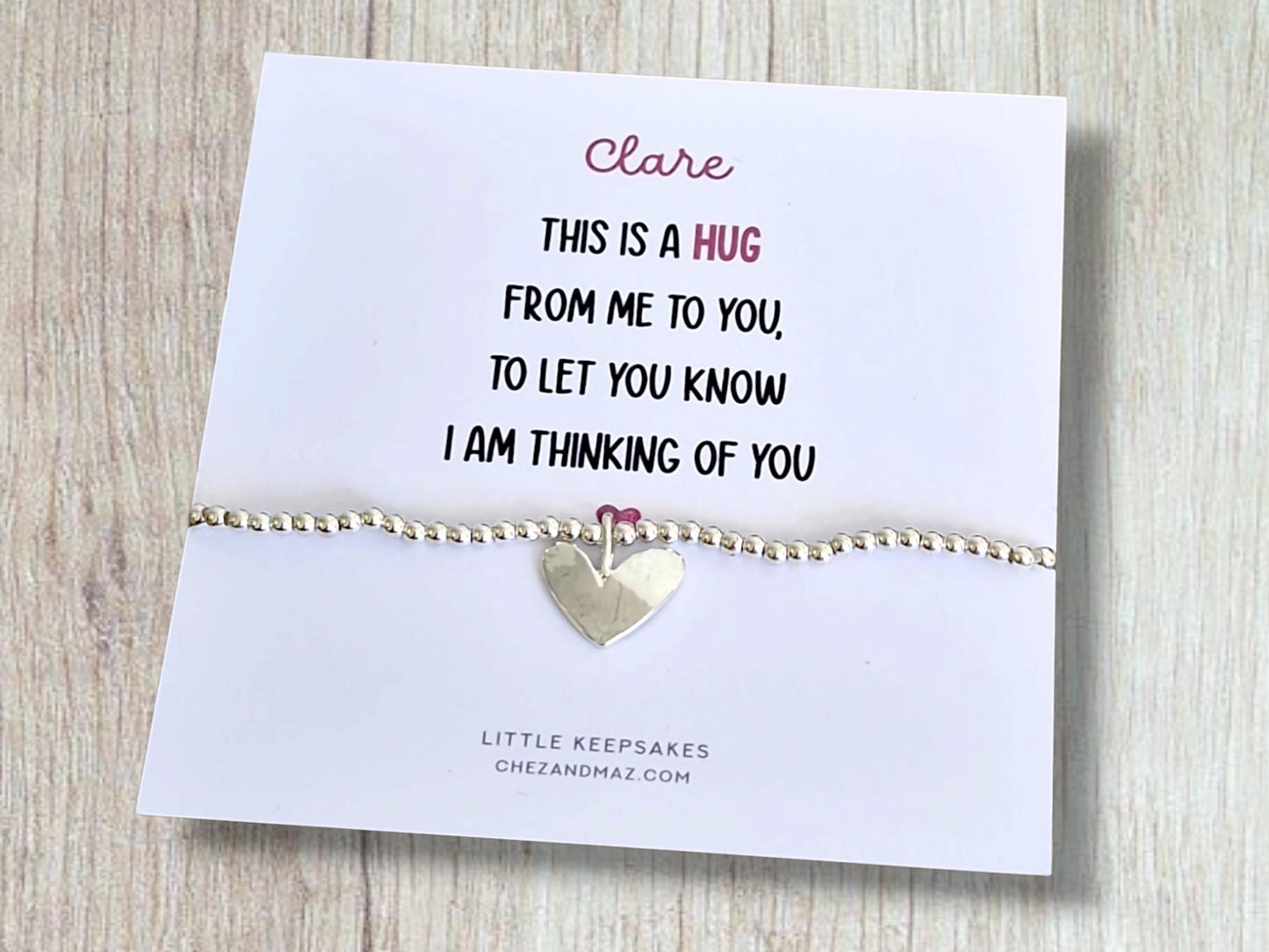 Silver Plated Heart Charm Bracelet: Thinking of You Gift