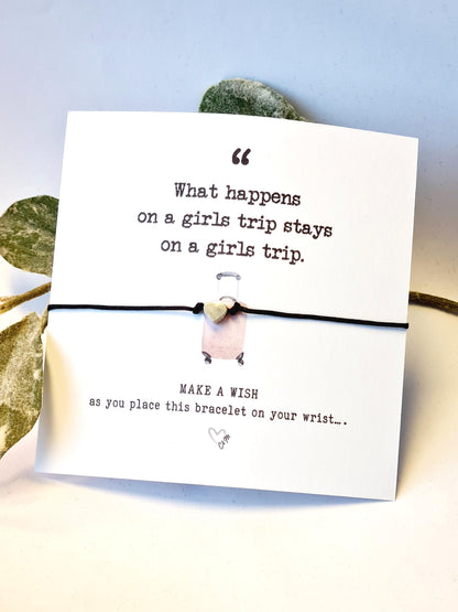 Girls Trip Wish Bracelet: Tibetan Silver Heart Charm