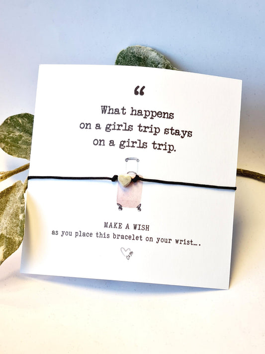 Girls Trip Wish Bracelet: Tibetan Silver Heart Charm